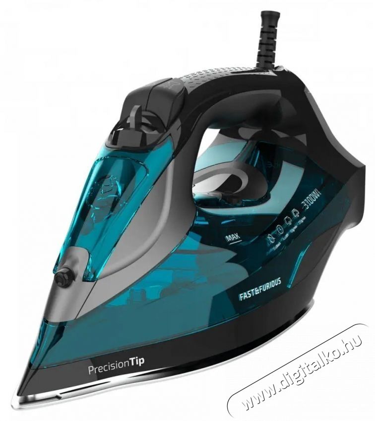 Cecotec Fast Furious 5055 Pro Vasal&oacute;, 3100 W, ker&aacute;mia talp, folyamatos gőz 65 g/m, gőzkit&ouml;r&eacute;s 255 g/perc, fekete/k&eacute;k H&aacute;ztart&aacute;s / Otthon / K&uuml;lt&eacute;r - Vasal&oacute; - Vasal&oacute; - 533159