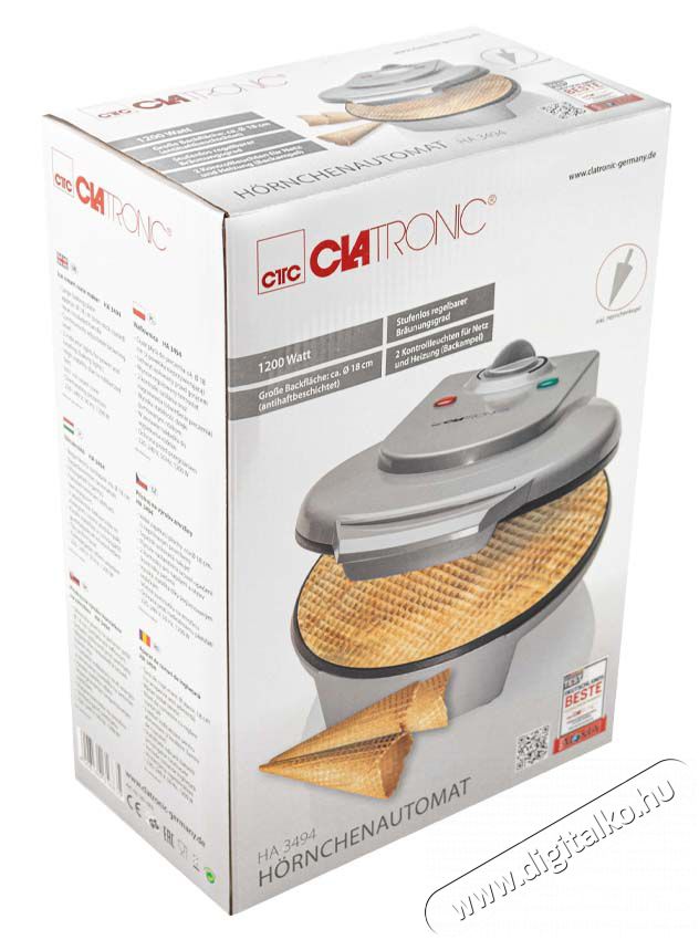 Clatronic HA 3494 ostyas&uuml;tő Konyhai term&eacute;kek - Konyhai kisg&eacute;p (s&uuml;t&eacute;s / főz&eacute;s / hűt&eacute;s / &eacute;telk&eacute;sz&iacute;t&eacute;s) - S&uuml;tem&eacute;ny / palacsinta k&eacute;sz&iacute;tő g&eacute;p - 322249