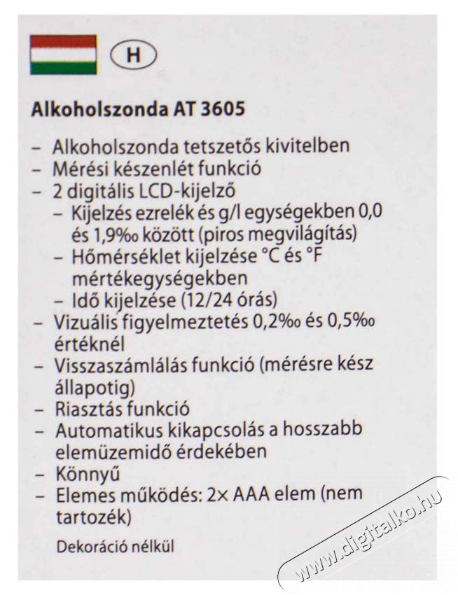 Clatronic AT 3605 alkohol teszter Sz&eacute;ps&eacute;g&aacute;pol&aacute;s / Eg&eacute;szs&eacute;g - Alkoholszonda - Alkoholszonda - 322203