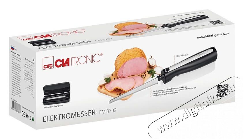 Clatronic EM 3702 Elektromos k&eacute;s - fekete-inox Konyhai term&eacute;kek - Konyhai kisg&eacute;p (elők&eacute;sz&iacute;t&eacute;s / feldolgoz&aacute;s) - Elektromos k&eacute;s - 360535