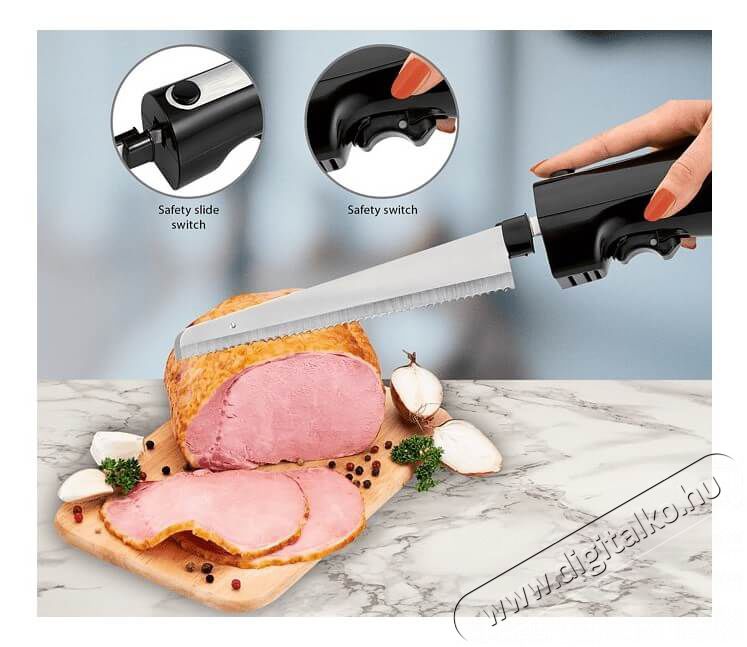 Clatronic EM 3702 Elektromos k&eacute;s - fekete-inox Konyhai term&eacute;kek - Konyhai kisg&eacute;p (elők&eacute;sz&iacute;t&eacute;s / feldolgoz&aacute;s) - Elektromos k&eacute;s - 360535