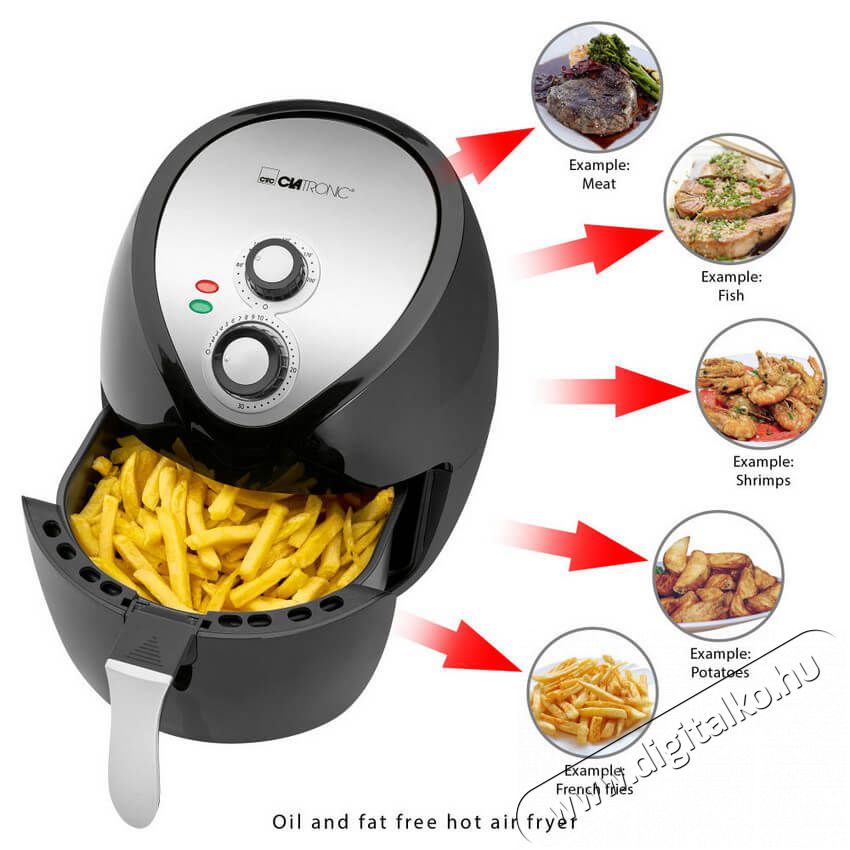 Clatronic FR 3699 H Forr&oacute;levegős s&uuml;tő - fekete Konyhai term&eacute;kek - Konyhai kisg&eacute;p (s&uuml;t&eacute;s / főz&eacute;s / hűt&eacute;s / &eacute;telk&eacute;sz&iacute;t&eacute;s) - L&eacute;gkever&eacute;ses főzőg&eacute;p / elektromos kukta / multifunkci&oacute;s s&uuml;tő - 360540