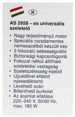 Clatronic AS2958 szeletelő Konyhai term&eacute;kek - Konyhai kisg&eacute;p (elők&eacute;sz&iacute;t&eacute;s / feldolgoz&aacute;s) - Szeletelő / reszelő g&eacute;p - 322145