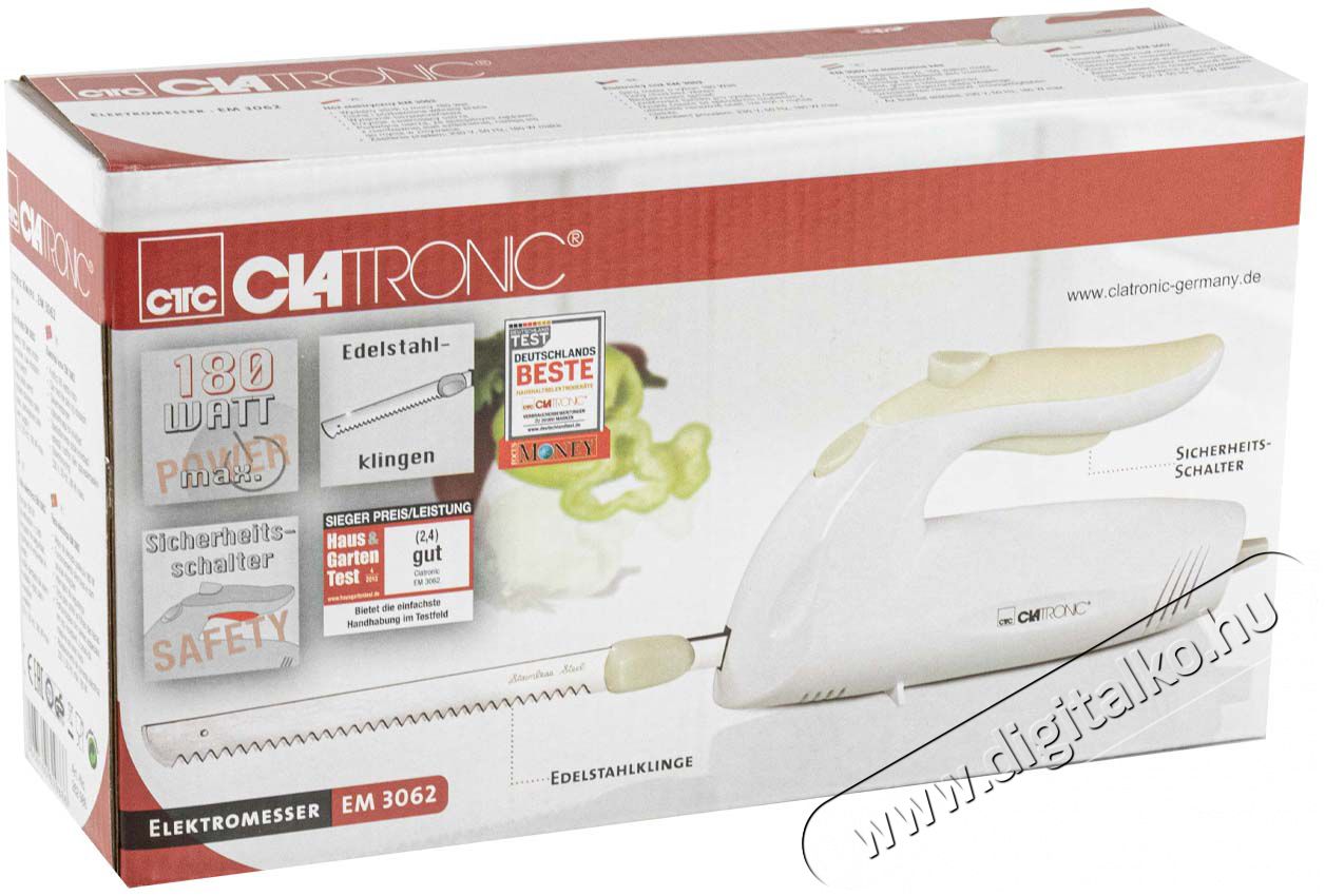 Clatronic EM 3062 elektromos k&eacute;s Konyhai term&eacute;kek - Konyhai kisg&eacute;p (elők&eacute;sz&iacute;t&eacute;s / feldolgoz&aacute;s) - Elektromos k&eacute;s - 322177