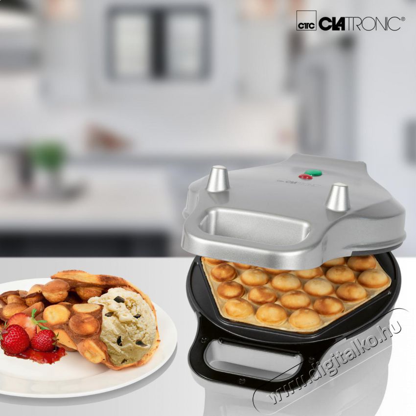 Clatronic WA 3772 gofris&uuml;tő - ez&uuml;st Konyhai term&eacute;kek - Konyhai kisg&eacute;p (s&uuml;t&eacute;s / főz&eacute;s / hűt&eacute;s / &eacute;telk&eacute;sz&iacute;t&eacute;s) - Melegszendvics / gofri s&uuml;tő - 374763