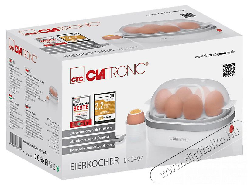 Clatronic EK 3497 Toj&aacute;sfőző Konyhai term&eacute;kek - Konyhai kisg&eacute;p (s&uuml;t&eacute;s / főz&eacute;s / hűt&eacute;s / &eacute;telk&eacute;sz&iacute;t&eacute;s) - Toj&aacute;s főző / s&uuml;tő - 360533