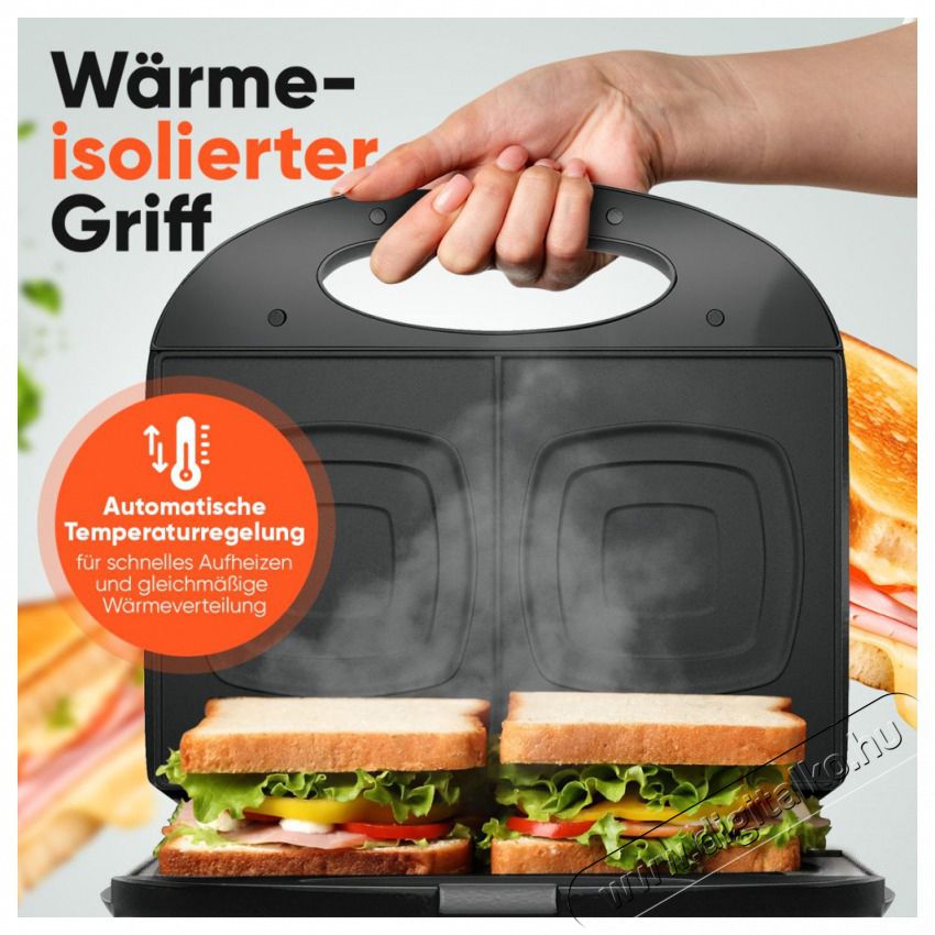 Clatronic ST 3814 fekete szendvicss&uuml;tő Konyhai term&eacute;kek - Konyhai kisg&eacute;p (s&uuml;t&eacute;s / főz&eacute;s / hűt&eacute;s / &eacute;telk&eacute;sz&iacute;t&eacute;s) - Melegszendvics / gofri s&uuml;tő - 510345