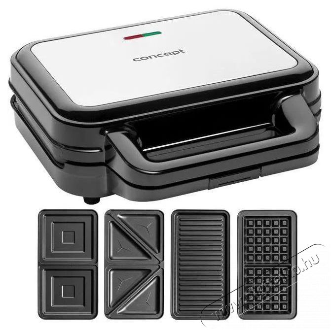 Concept SV3070 XXL 4 az 1-ben 900 W Konyhai term&eacute;kek - Konyhai kisg&eacute;p (s&uuml;t&eacute;s / főz&eacute;s / hűt&eacute;s / &eacute;telk&eacute;sz&iacute;t&eacute;s) - Melegszendvics / gofri s&uuml;tő - 523277