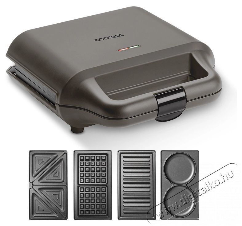 Concept SV3057 4in1 Konyhai term&eacute;kek - Konyhai kisg&eacute;p (s&uuml;t&eacute;s / főz&eacute;s / hűt&eacute;s / &eacute;telk&eacute;sz&iacute;t&eacute;s) - Melegszendvics / gofri s&uuml;tő - 523271