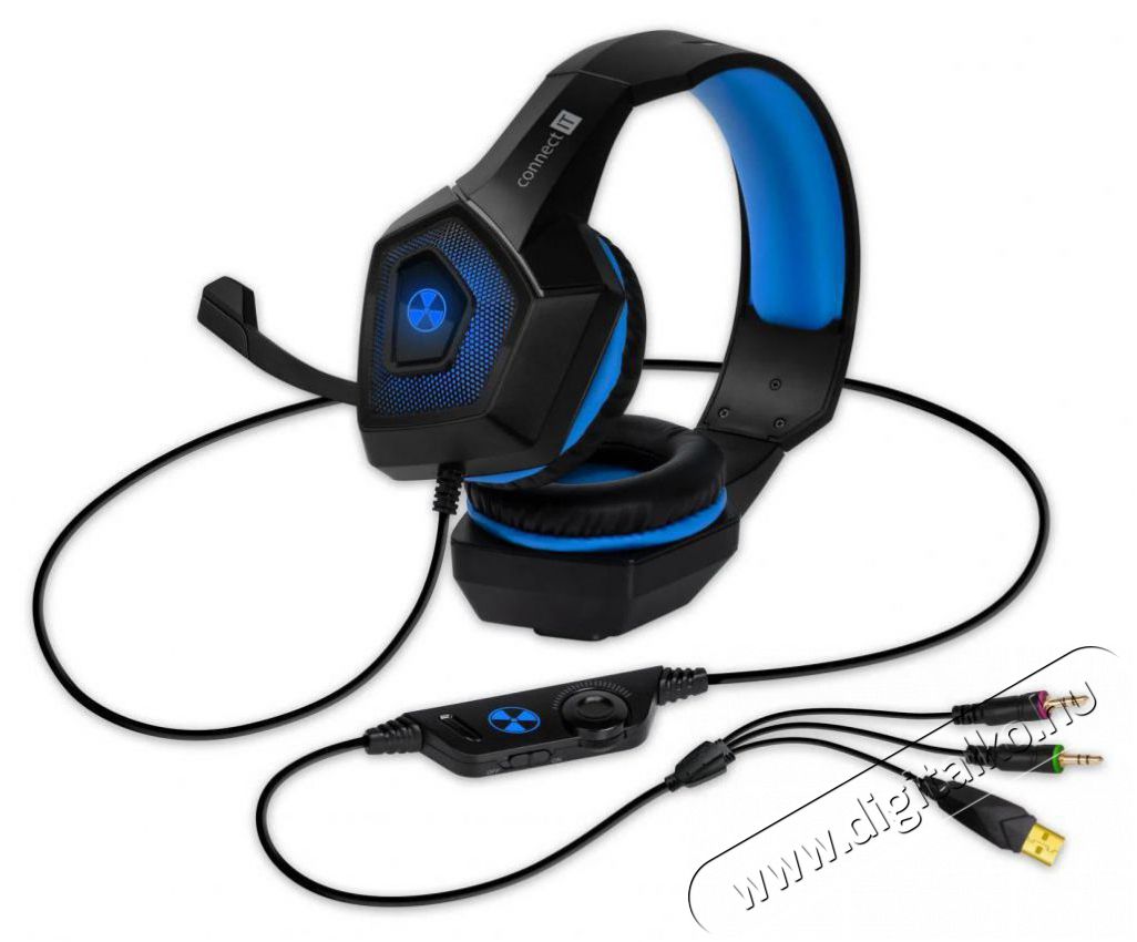 CONNECT CHP-5500-BL BATTLE RNBW Ed.2 - k&eacute;k Audio-Video / Hifi / Multim&eacute;dia - F&uuml;l &eacute;s Fejhallgat&oacute;k - Fejhallgat&oacute; mikrofonnal / headset - 518638