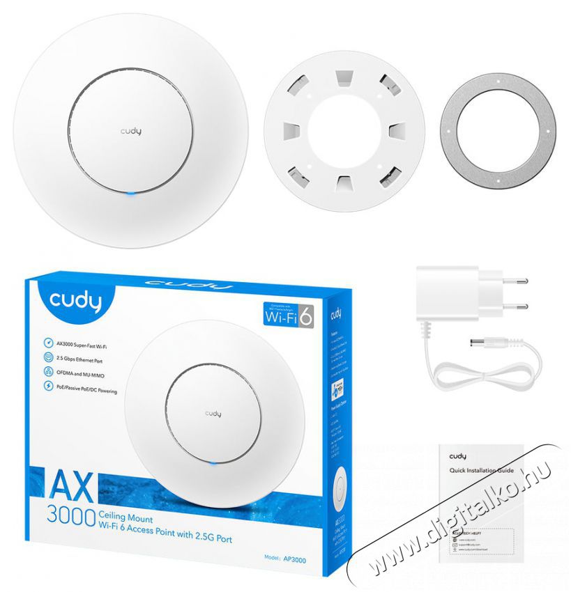 CUDY AP3000 belt&eacute;ri AX3000 WiFi 6, Mesh, 2,5G LAN port, PoE, feh&eacute;r Access Point Iroda &eacute;s sz&aacute;m&iacute;t&aacute;stechnika - H&aacute;l&oacute;zat - Modem - 514652