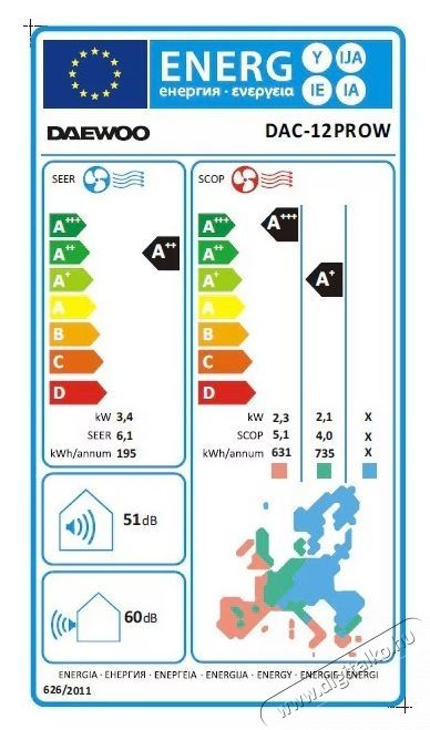 Daewoo 12000 BTU WI-FI PRO Kl&iacute;ma, A++/A+ energiaoszt&aacute;ly, Telep&iacute;tők&eacute;szlet mell&eacute;kelve (3m), Ez&uuml;stion szűrők, iFeel funkci&oacute;, Feh&eacute;r H&aacute;ztart&aacute;s / Otthon / K&uuml;lt&eacute;r - Ventil&aacute;tor / L&eacute;gkondicion&aacute;l&oacute; - Split kl&iacute;ma - 536348
