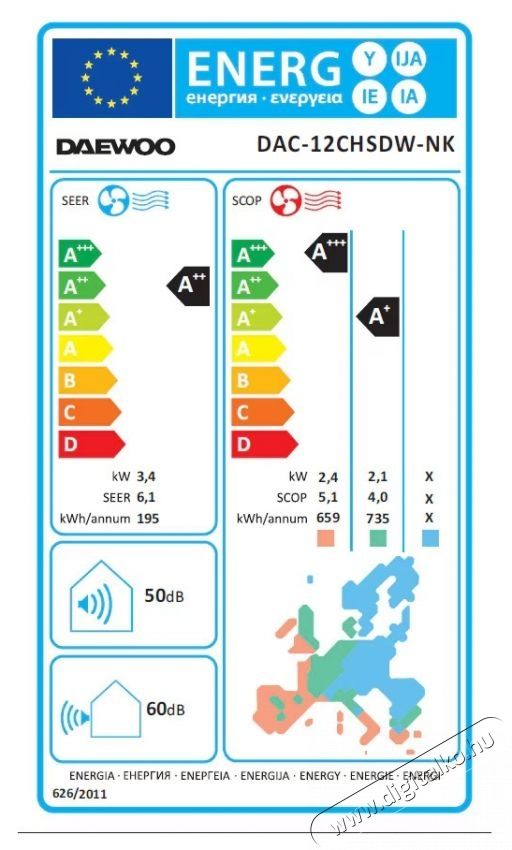 Daewoo DAC-12CHSDW-NK 12000 BTU kl&iacute;ma, Wi-Fi, A++, Ez&uuml;st ion szűrők, ECO m&oacute;d, iFeel, Feh&eacute;r H&aacute;ztart&aacute;s / Otthon / K&uuml;lt&eacute;r - Ventil&aacute;tor / L&eacute;gkondicion&aacute;l&oacute; - Split kl&iacute;ma - 536349
