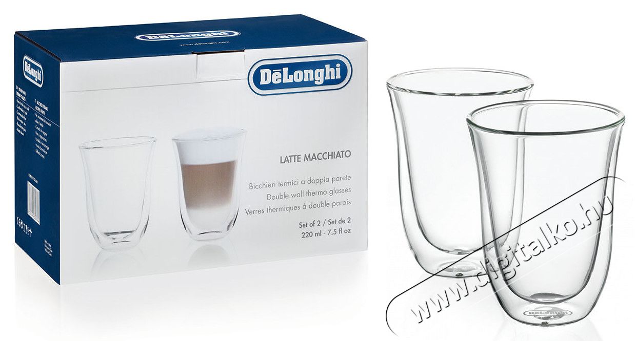 Delonghi DBWALLLATTE 2db Latte Macchiato &uuml;vegpoh&aacute;r (220 ml) Konyhai term&eacute;kek - K&aacute;v&eacute;főző / k&aacute;v&eacute;&ouml;rlő / kieg&eacute;sz&iacute;tő - K&aacute;v&eacute;s poh&aacute;r / cs&eacute;sze - 303021