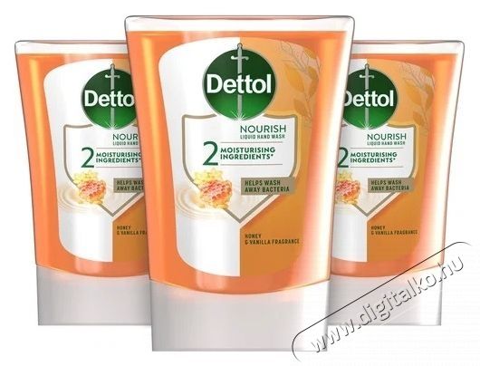Dettol &Eacute;rint&eacute;s n&eacute;lk&uuml;li k&eacute;zmos&oacute; k&eacute;sz&uuml;l&eacute;k ut&aacute;nt&ouml;ltő - M&eacute;z &eacute;s van&iacute;lia, 3x 250 ml H&aacute;ztart&aacute;s / Otthon / K&uuml;lt&eacute;r - F&uuml;rdőszoba / wc - Foly&eacute;kony szappan - 537766