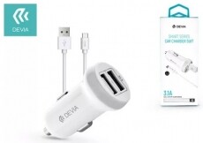 Devia ST331190 Devia Smart dual port USB Type-C 3.1A/2xUSB/USB Type-C kábel autós töltő Mobil / Kommunikáció / Smart - Mobiltelefon kiegészítő / tok - Hálózati-, autós töltő - 369238