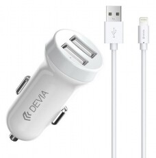 Devia ST326905 Devia Smart dual port Lightning car charger 3,1A - autós töltő 2xUSB + Lightning kábel Mobil / Kommunikáció / Smart - Mobiltelefon kiegészítő / tok - Hálózati-, autós töltő - 369220