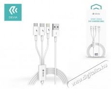 Devia ST329975 SMART 3in1 micro USB/Type-C/Lightning 1,2m t&ouml;ltők&aacute;bel Tv kieg&eacute;sz&iacute;tők - K&aacute;bel / csatlakoz&oacute; - USB k&aacute;bel - 439870