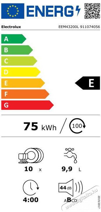 Electrolux EEM43200L be&eacute;p&iacute;thető mosogat&oacute;g&eacute;p 10 ter&iacute;t&eacute;kes - keskeny Konyhai term&eacute;kek - Mosogat&oacute;g&eacute;p - Keskeny (45cm-ig) be&eacute;p&iacute;thető mosogat&oacute;g&eacute;p - 365328