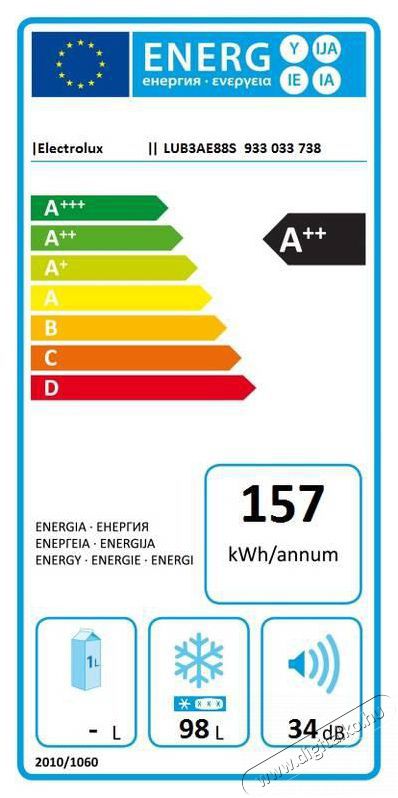 Electrolux LUB3AE88S be&eacute;p&iacute;thető fagyaszt&oacute;szekr&eacute;ny Konyhai term&eacute;kek - Hűtő, fagyaszt&oacute; (be&eacute;p&iacute;thető) - Fagyaszt&oacute;szekr&eacute;ny - 365325