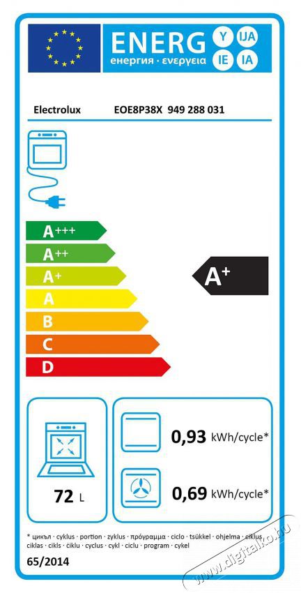 Electrolux EOE8P38X Konyhai term&eacute;kek - S&uuml;tő-főzőlap, tűzhely (be&eacute;p&iacute;thető) - S&uuml;tő (be&eacute;p&iacute;thető) - 505700