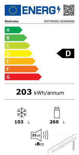 Electrolux ENT7MD36X 700 GreenZone+ Konyhai term&eacute;kek - Hűtő, fagyaszt&oacute; (szabadon&aacute;ll&oacute;) - Alulfagyaszt&oacute;s kombin&aacute;lt hűtő - 509540