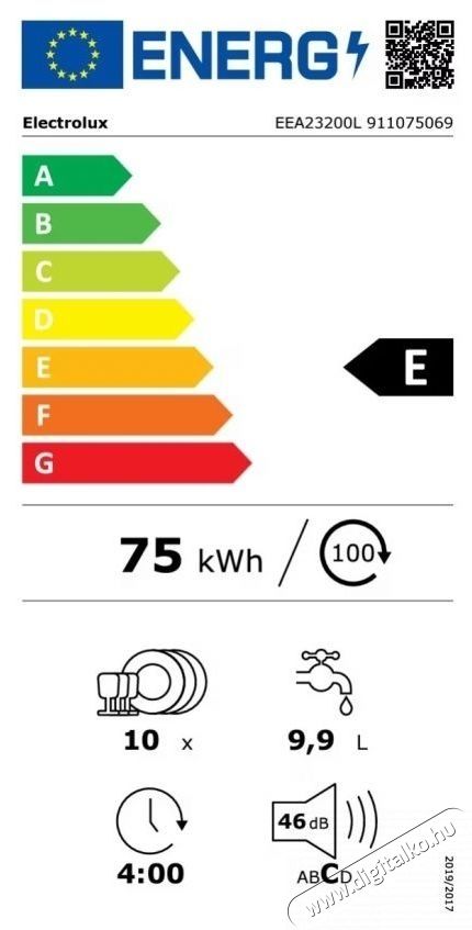 Electrolux EEA23200L Be&eacute;p&iacute;thető keskeny mosogat&oacute;g&eacute;p, 10 ter&iacute;t&eacute;k Konyhai term&eacute;kek - Mosogat&oacute;g&eacute;p - Keskeny (45cm-ig) be&eacute;p&iacute;thető mosogat&oacute;g&eacute;p - 533319