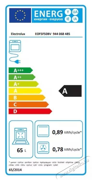 Electrolux EOF5F50BV, Be&eacute;p&iacute;thető s&uuml;tő, Katalitikus &ouml;ntiszt&iacute;t&oacute;, Elektronikus időz&iacute;tő, SurroundCook, A energiaoszt&aacute;ly, 65 l, Feh&eacute;r Konyhai term&eacute;kek - S&uuml;tő-főzőlap, tűzhely (be&eacute;p&iacute;thető) - S&uuml;tő (be&eacute;p&iacute;thető) - 537775