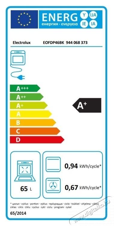 Electrolux EOFDP46BK, Be&eacute;p&iacute;thető s&uuml;tő, Pirolitikus &ouml;ntiszt&iacute;t&oacute;, Beh&uacute;zhat&oacute; gombok, Digit&aacute;lis kijelző, &Eacute;rintős vez&eacute;rl&eacute;s, Grill, A+ energiaoszt&aacute;ly, 65 l, Fekete Konyhai term&eacute;kek - S&uuml;tő-főzőlap, tűzhely (be&eacute;p&iacute;thető) - S&uuml;tő (be&eacute;p&iacute;thető) - 537777