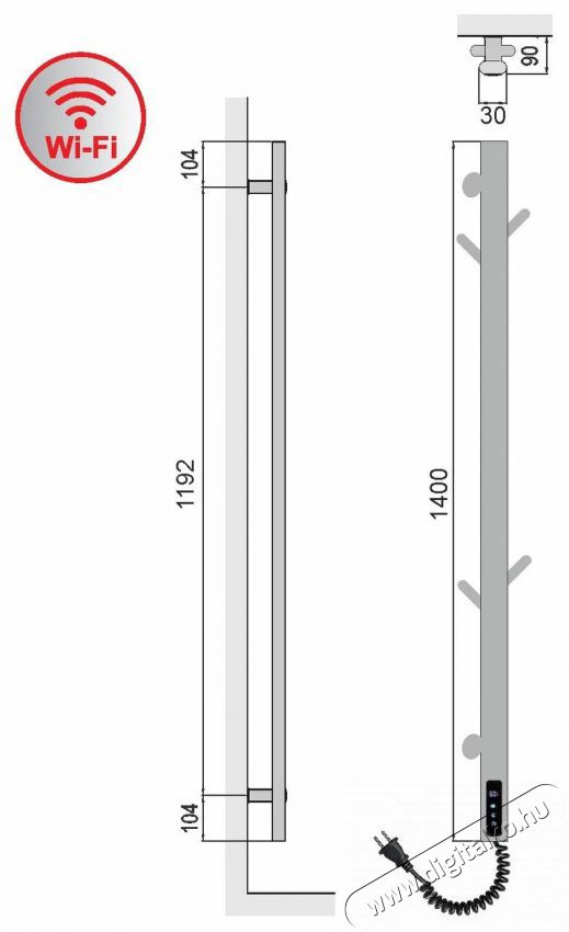 ELIZ EBS 160 KI-W WiFi H&aacute;ztart&aacute;s / Otthon / K&uuml;lt&eacute;r - Fűt&eacute;s - Fali fűtőtest - 529452