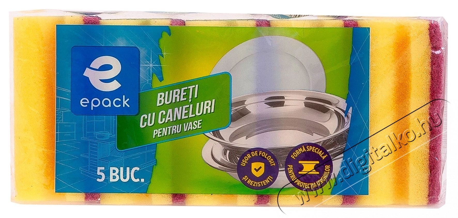 Epack szivacs, 5 db, S&aacute;rga Konyhai term&eacute;kek - Egy&eacute;b / Konyhai kieg&eacute;sz&iacute;tő - 535889