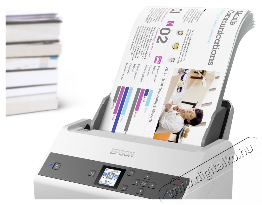 Epson Docuscanner - WorkForce DS-870 (A4, 600 DPI, 65 lap/perc, USB, ADF, duplex) Iroda &eacute;s sz&aacute;m&iacute;t&aacute;stechnika - Digitaliz&aacute;l&oacute; eszk&ouml;z - Szkenner - 487114