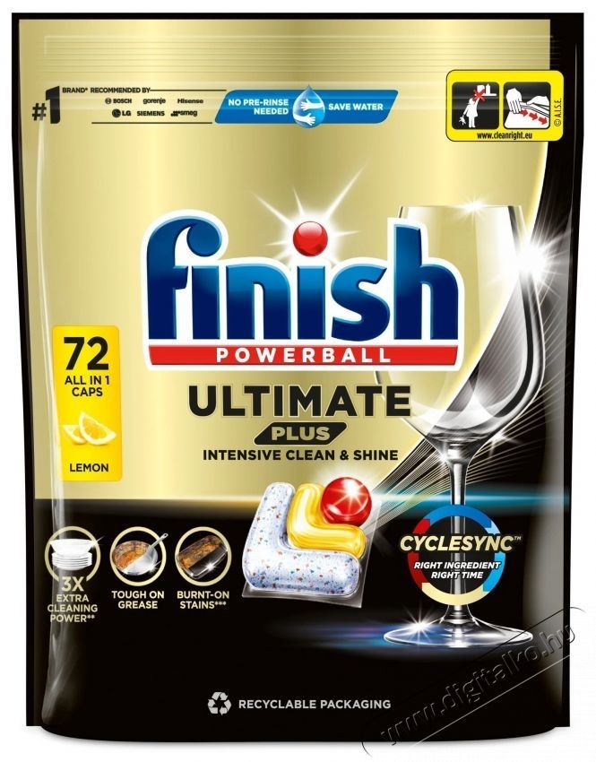 Finish Finish Ultimate Plus All in 1 Lemon, 72 db H&aacute;ztart&aacute;s / Otthon / K&uuml;lt&eacute;r - Tiszt&iacute;t&oacute; / mos&oacute; - Tiszt&iacute;t&oacute;szer - 537803