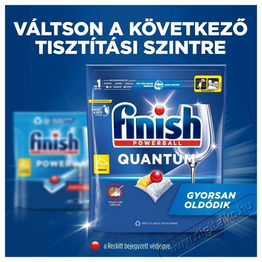 Finish Quantum All in 1 Lemon Sparkle 60 db H&aacute;ztart&aacute;s / Otthon / K&uuml;lt&eacute;r - Tiszt&iacute;t&oacute; / mos&oacute; - Kieg&eacute;sz&iacute;tő - 537814