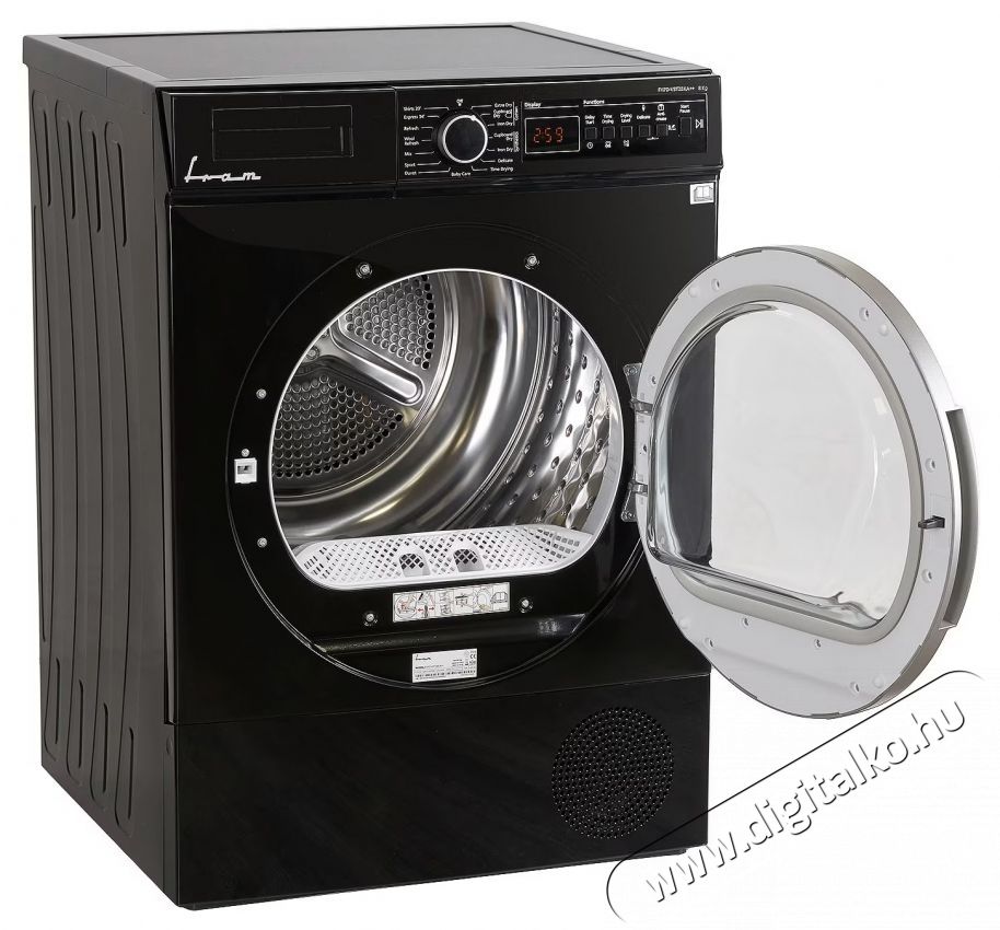 FRAM FHPD-V8T2BKA++ Hőszivatty&uacute;s sz&aacute;r&iacute;t&oacute;g&eacute;p, 8 kg, LED kijelző, Dob vil&aacute;g&iacute;t&aacute;s, K&eacute;sleltetett ind&iacute;t&aacute;s, Gyűrőd&eacute;sg&aacute;tl&oacute;, A+/E energiaoszt&aacute;ly, Fekete H&aacute;ztart&aacute;s / Otthon / K&uuml;lt&eacute;r - Mos&oacute;g&eacute;p / sz&aacute;r&iacute;t&oacute;g&eacute;p - Sz&aacute;r&iacute;t&oacute;g&eacute;p - 536599