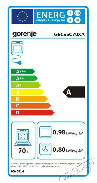 Gorenje GECS5C70XA Elektromos tűzhely Konyhai term&eacute;kek - S&uuml;tő-főzőlap, tűzhely (szabadon&aacute;ll&oacute;) - Elektromos tűzhely (szabadon&aacute;ll&oacute;) - 400178
