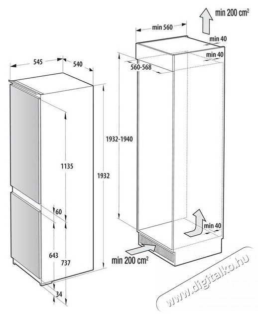 Gorenje NRKI519E41 be&eacute;p&iacute;thető alulfagyaszt&oacute;s hűtőszekr&eacute;ny Konyhai term&eacute;kek - Hűtő, fagyaszt&oacute; (be&eacute;p&iacute;thető) - Alulfagyaszt&oacute;s kombin&aacute;lt hűtő - 502467