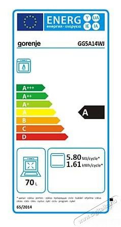 Gorenje GG5A14WJ g&aacute;ztűzhely Konyhai term&eacute;kek - S&uuml;tő-főzőlap, tűzhely (szabadon&aacute;ll&oacute;) - G&aacute;ztűzhely (szabadon&aacute;ll&oacute;) - 502732