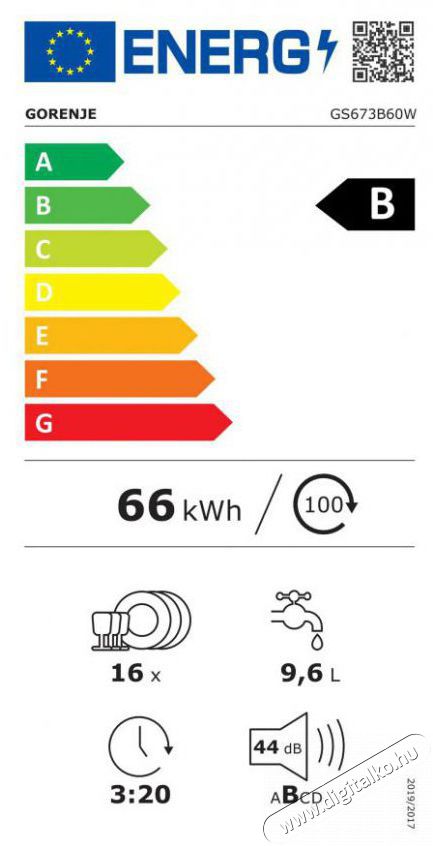Gorenje GS673B60W Konyhai term&eacute;kek - Mosogat&oacute;g&eacute;p - Norm&aacute;l (60cm) szabadon&aacute;ll&oacute; mosogat&oacute;g&eacute;p - 504418