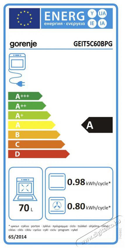 Gorenje GEIT5C60BPG Elektromos tűzhely Konyhai term&eacute;kek - S&uuml;tő-főzőlap, tűzhely (szabadon&aacute;ll&oacute;) - Elektromos tűzhely (szabadon&aacute;ll&oacute;) - 400181