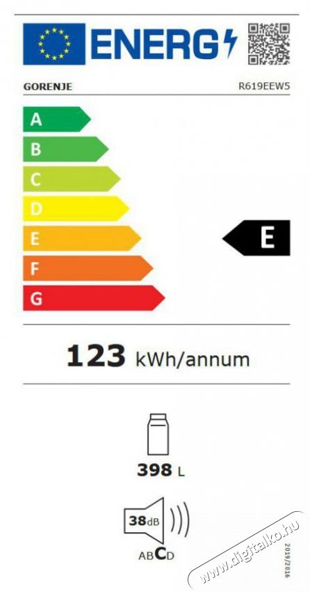 Gorenje R619EEW5 egyajt&oacute;s hűtőszekr&eacute;ny Konyhai term&eacute;kek - Hűtő, fagyaszt&oacute; (szabadon&aacute;ll&oacute;) - Egyajt&oacute;s hűtő - 386577