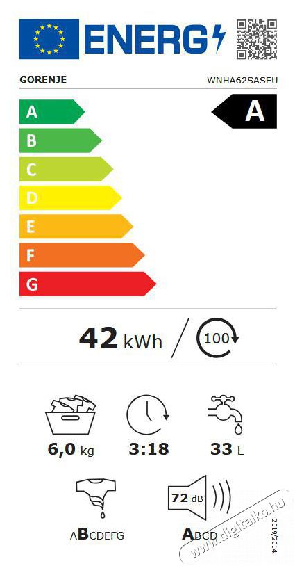 Gorenje WNHA62SASEU H&aacute;ztart&aacute;s / Otthon / K&uuml;lt&eacute;r - Mos&oacute;g&eacute;p / sz&aacute;r&iacute;t&oacute;g&eacute;p - El&ouml;lt&ouml;ltős keskeny (45cm-ig) mos&oacute;g&eacute;p - 492683