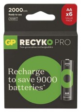 GP Batteries GP ReCyko Pro NiMH Akkumulátor HR6 (AA) 6db Akkuk és töltők - Elem méretű akku és töltő - Akku - 507325
