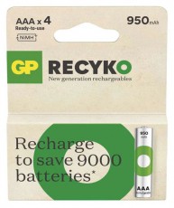 GP Batteries GP ReCyko NiMH Akkumul&aacute;tor HR03 (AAA) 950mAh 4db Akkuk &eacute;s t&ouml;ltők - Li-ion akkumul&aacute;tor &eacute;s t&ouml;ltő (gy&aacute;ri) - Akku - 508820