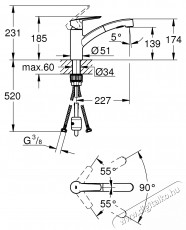 Grohe 30531001 Start OHM egykaros mosogat&oacute;csaptelep, kih&uacute;zhat&oacute; k&eacute;t funkci&oacute;s fej, elforgathat&oacute; kifoly&oacute;cső, kr&oacute;m (30531001) Konyhai term&eacute;kek - Mosogat&oacute; - Mosogat&oacute; csaptelep - 536683
