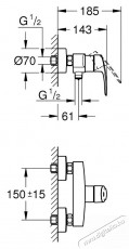 Grohe Eurosmart 33555003 zuhanycsaptelep, 1/2 , L&aacute;that&oacute;, Egykaros, Ker&aacute;mia patron, Kr&oacute;m Konyhai term&eacute;kek - Mosogat&oacute; - Mosogat&oacute; csaptelep - 536733