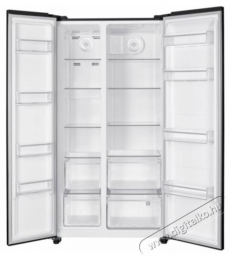 Heinner HSBS-HM532NFBKE++ Side by side hűtőszekr&eacute;ny, 532 l, Full No Frost, E energiaoszt&aacute;ly, Touch LED kijelző, Smart, Eco, Ajt&oacute;riaszt&oacute;, M 177cm, Fekete Konyhai term&eacute;kek - Hűtő, fagyaszt&oacute; (szabadon&aacute;ll&oacute;) - Amerikai t&iacute;pus&uacute; Side By Side hűtő - 535263