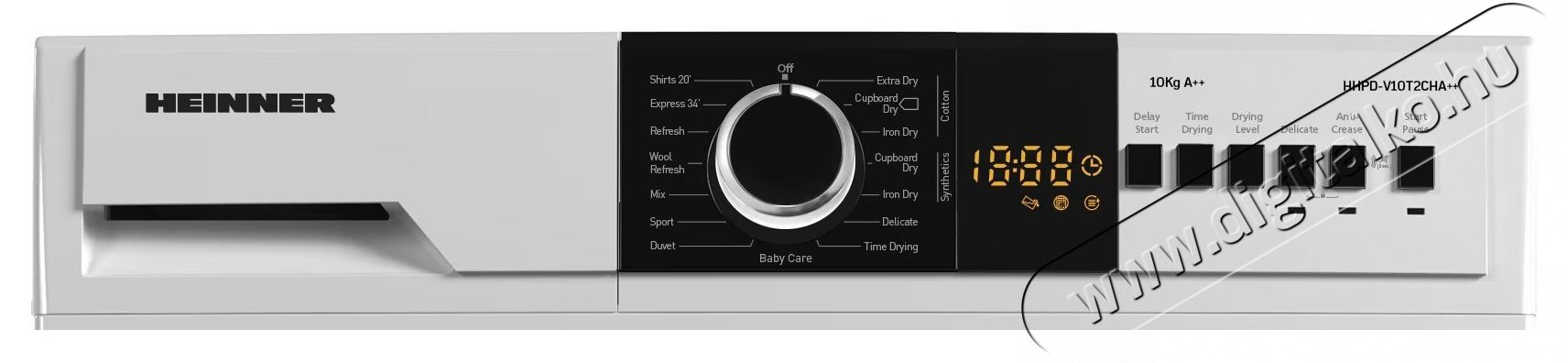 Heinner HHPD-V10T2CHA++ Hőszivatty&uacute;s sz&aacute;r&iacute;t&oacute;g&eacute;p, 10kg, 15 program, LED kijelző, E energiaoszt&aacute;ly, Feh&eacute;r H&aacute;ztart&aacute;s / Otthon / K&uuml;lt&eacute;r - Mos&oacute;g&eacute;p / sz&aacute;r&iacute;t&oacute;g&eacute;p - Sz&aacute;r&iacute;t&oacute;g&eacute;p - 536859