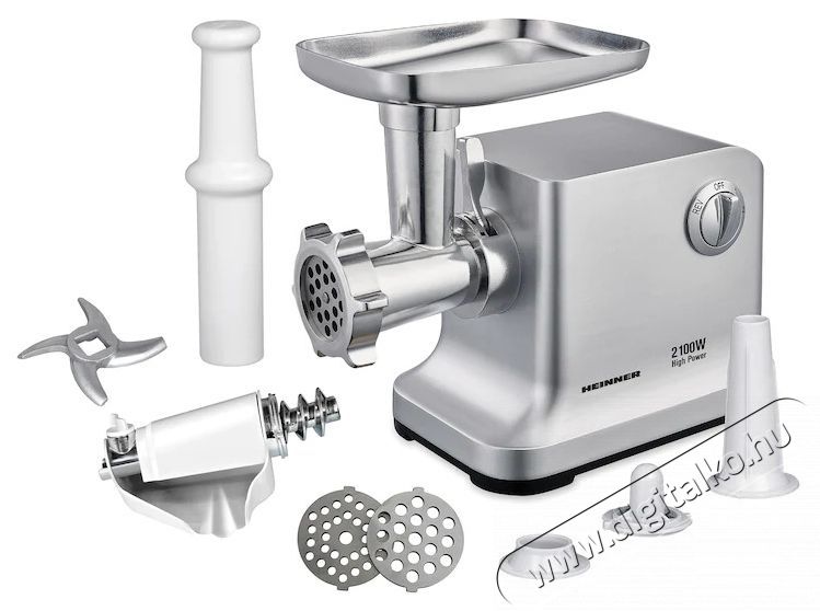 Heinner MG-2100SS dar&aacute;l&oacute;, 2100 W, Paradicsomtartoz&eacute;k, Kolb&aacute;sztartoz&eacute;k, Rozsdamentes k&eacute;s &eacute;s szita, Ez&uuml;st Konyhai term&eacute;kek - Konyhai kisg&eacute;p (elők&eacute;sz&iacute;t&eacute;s / feldolgoz&aacute;s) - H&uacute;sdar&aacute;l&oacute; - 533473