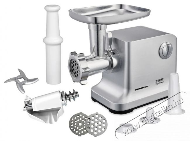 Heinner MG-2100SS dar&aacute;l&oacute;, 2100 W, Paradicsomtartoz&eacute;k, Kolb&aacute;sztartoz&eacute;k, Rozsdamentes k&eacute;s &eacute;s szita, Ez&uuml;st Konyhai term&eacute;kek - Konyhai kisg&eacute;p (elők&eacute;sz&iacute;t&eacute;s / feldolgoz&aacute;s) - H&uacute;sdar&aacute;l&oacute; - 533473